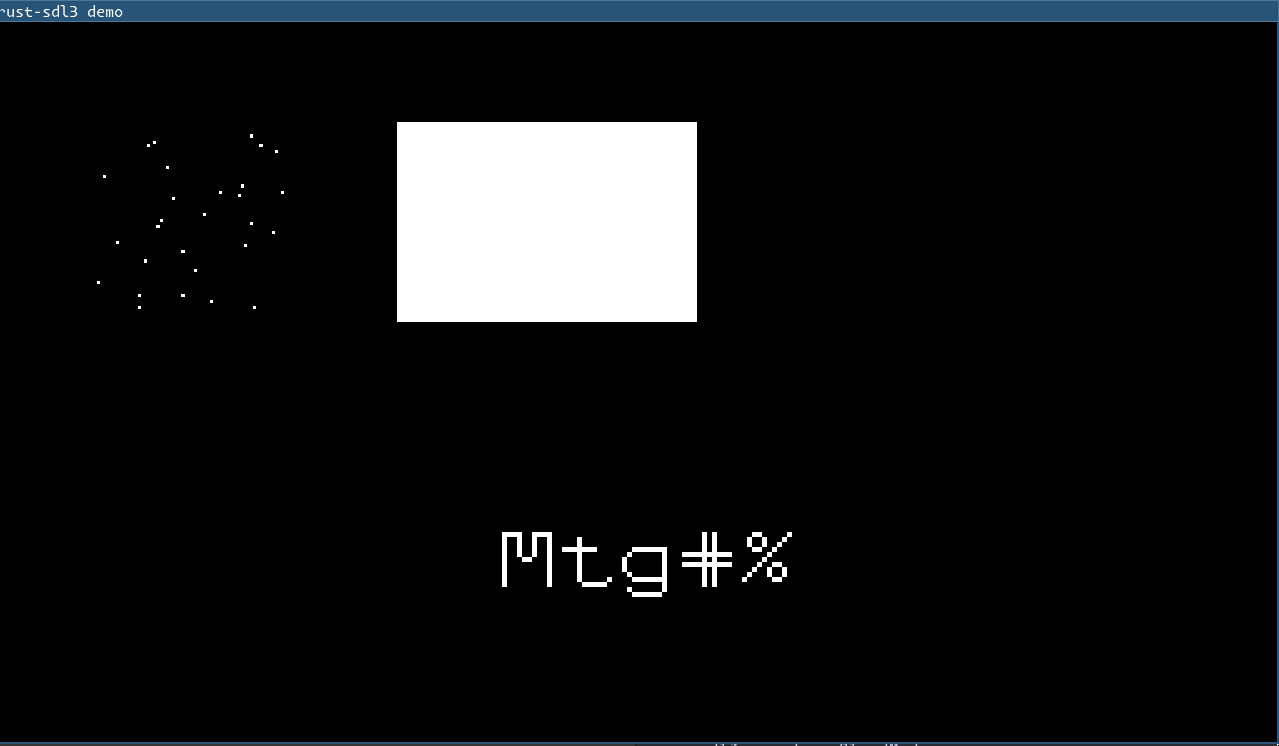 Early font rendering showing a few custom glyphs